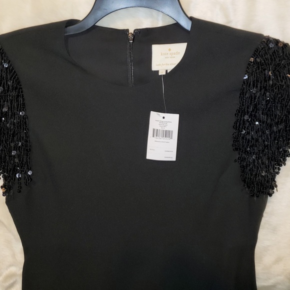 NWT Kate Spade Black sequin fringe swing dress - Picture 7 of 8